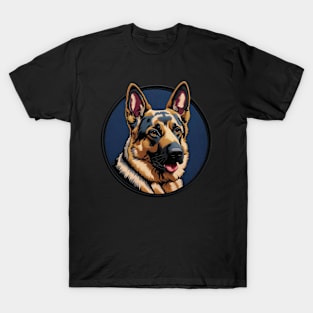 German Shepherd Embroidered Patch T-Shirt